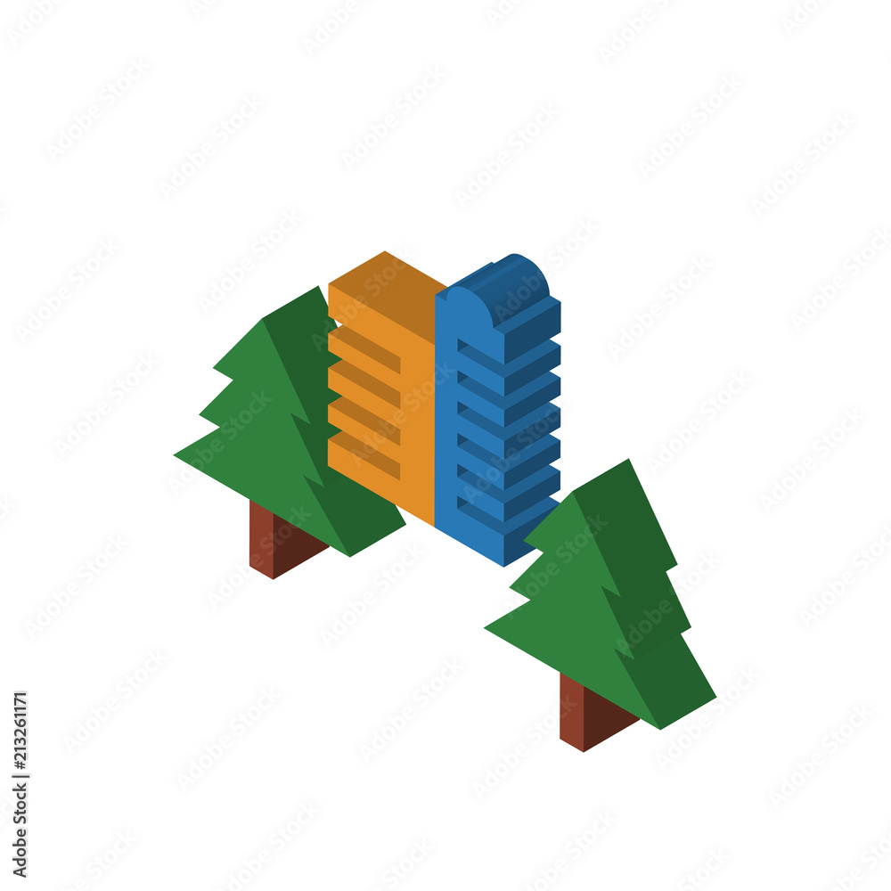 Poster skyscraper isometric right top view 3d icon