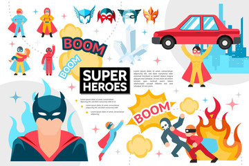 Flat Superheroes Infographic Concept