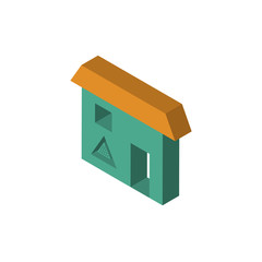 Pizzeria isometric right top view 3D icon