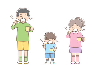 歯磨き_全身_子ども3人
