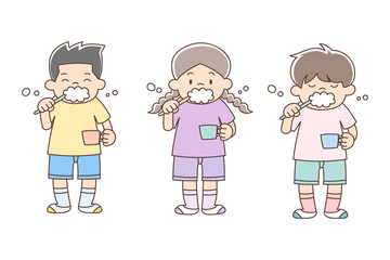歯磨き_全身_幼稚園児3人
