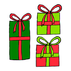 Xmas seasonal collection, Christmas clipart isolated vector illu