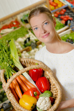 display of vegetables inside a basket