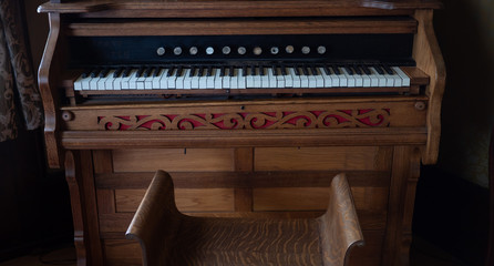 old antique organ keyboard
