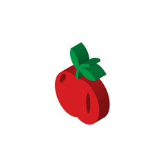 Apple with Leaf isometric right top view 3D icon