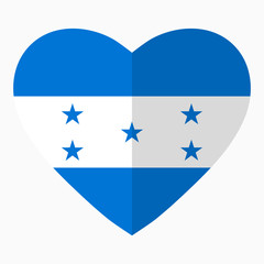 Flag of Honduras in the shape of Heart, flat style, symbol of love for his country, patriotism, icon for Independence Day.