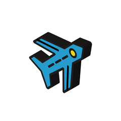 Airplane isometric right top view 3D icon