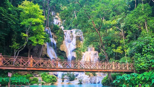 4K Timelapse of Kouang Si Waterfall in Luang Prabang, Laos