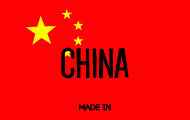 Made in China. Chinese flag