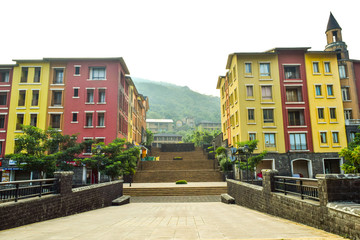 Streets of lavasa city between the hills in pune, india