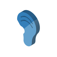 Human Ear isometric right top view 3D icon