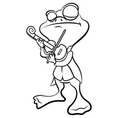 Funny Toad play Classical Music with Violin Coloring Book Cartoon Vector
