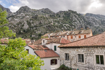 Fototapeta na wymiar Old Town Kotor rooftops view, Montenegro