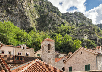 Obraz premium Old Town Kotor rooftops view, Montenegro