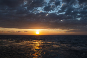 Wonderful sunset on the high seas, wonderful nature 