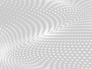 White-gray halftone background. Digital gradient. Abstract backdrop with circles, point, dots