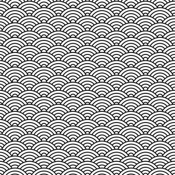 Black and white chinese seamless pattern. Vector illustration