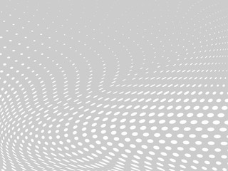 White-gray halftone background. Digital gradient. Abstract backdrop with circles, point, dots