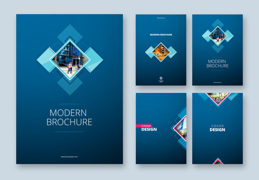 4 Brochure Cover Layouts with Blue Accents