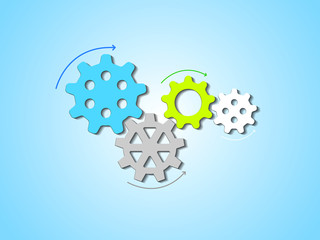 A set of colorful gears of machine in industrial revolution