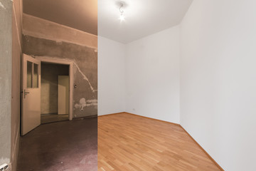 empty room renovation concept - before and after  -