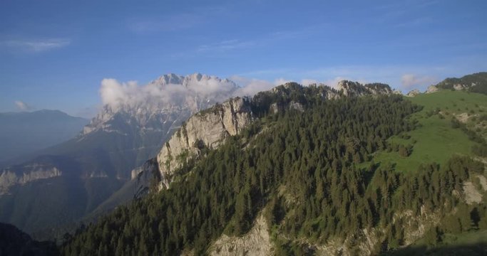 Aerial, Flight Along The Mountains Of Sierra Pedregosa In Cadi-Moixero National Park, Pyrenees, Spain - native Version