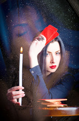 Fortune-teller guessing on tarot cards. Predicting the future. the entrance into the astral, the...