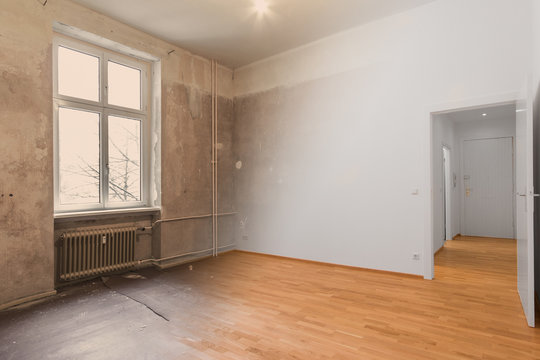 empty room renovation concept - before and after  -