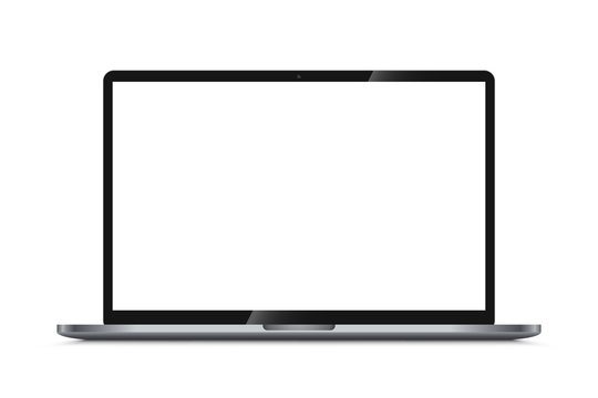 Modern Laptop with White Blank Screen