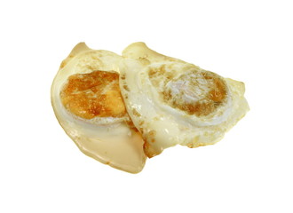 fried eggs isolated on white.