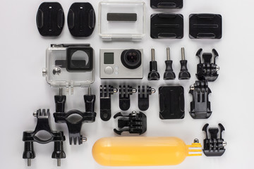 Action camera with accessories