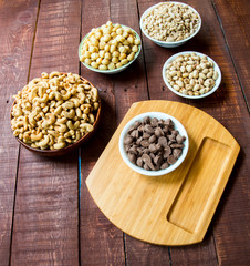 Nuts and chocolate covered peanuts