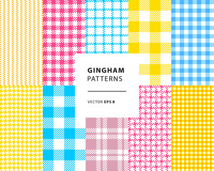 Gingham seamless patterns set - 213281336