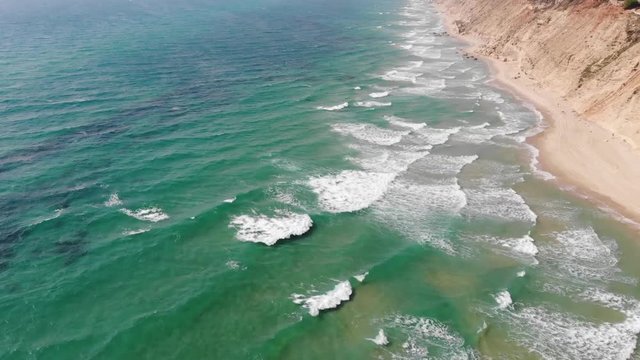 Waves Crashing into Cliff Face in Netanya, Israel