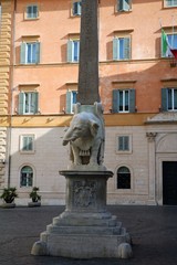 Fototapeta na wymiar Obelisco della Minerva and Bernini's elephant at Piazza della Minerva in Rome, Italy