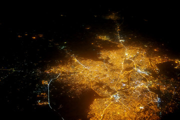  View from an airplane at night