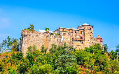 Fototapeta na wymiar Ancient castle Brown in Portofino, Liguria, Italy