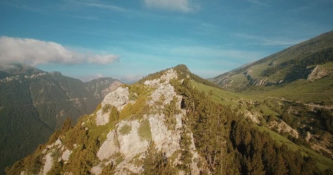 Aerial, Flight Along The Mountains Of Sierra Pedregosa In Cadi-Moixero National Park, Pyrenees, Spain - graded Version