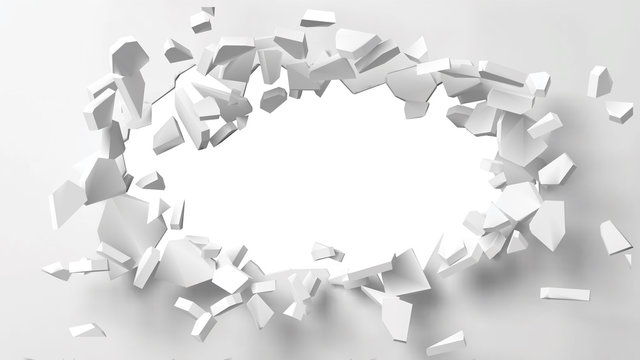 vector illustration of exploding wall with free area on center for any object or background