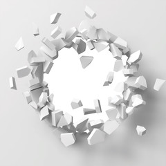 vector illustration of exploding wall with free area on center for any object or background