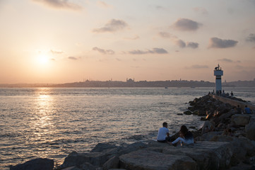 Sunset silhouettes in Kadikoy, istanbul