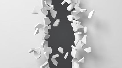 vector illustration of exploding wall with free area on center for any object or background