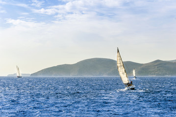 Kalymnos Island, Greece; 22 October 2010: Bodrum Cup Races, Gulet Wooden Sailboats