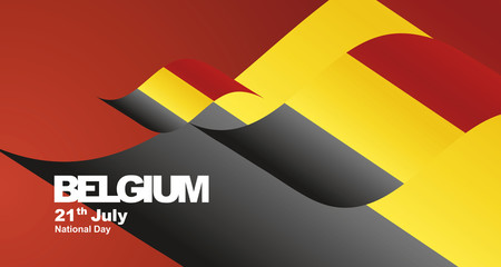 Belgium National Day flag ribbon landscape background