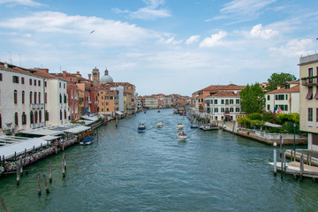 Fototapeta na wymiar View of the canal grande from the bridge of Scalzi Venice Italy 