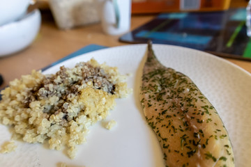 Smoked Mackerel With Parsley, Quinoa and Balsamic Vinegar