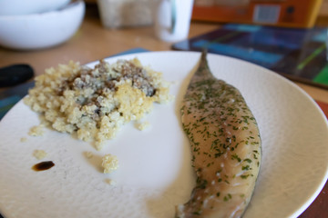 Smoked Mackerel with Quinoa and Balsamic Vinegar