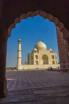 Taj Mahal in India under blue sky