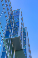 Angular building looking abstract with sky