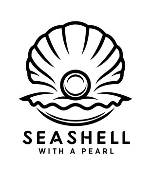 seashell with pearl outline icon